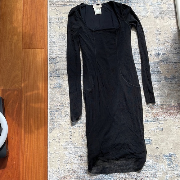 Fuzzi long sleeve body-con black dress M - Picture 2 of 4